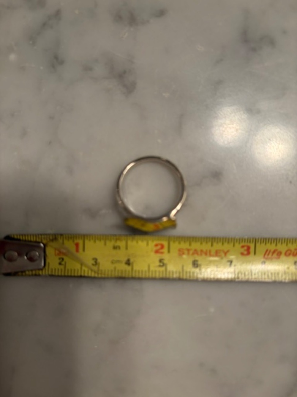 Silver Hammered Rectangular Ring - Picture 6 of 8